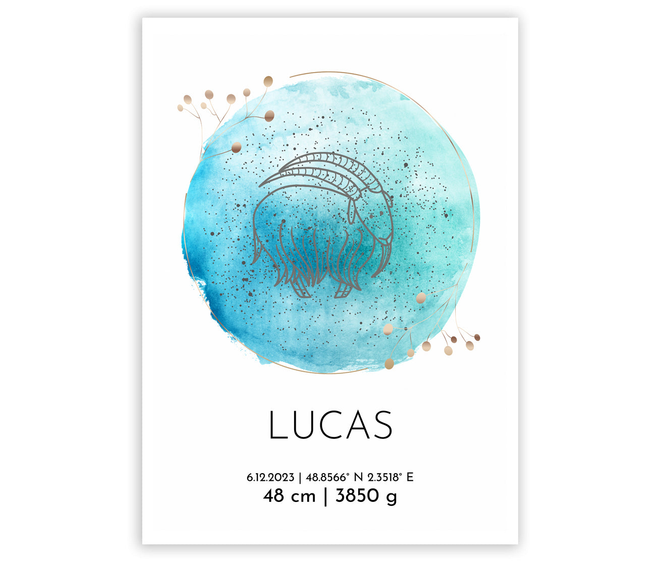 Stjernetegns-fødselsplakat 50x70 cm