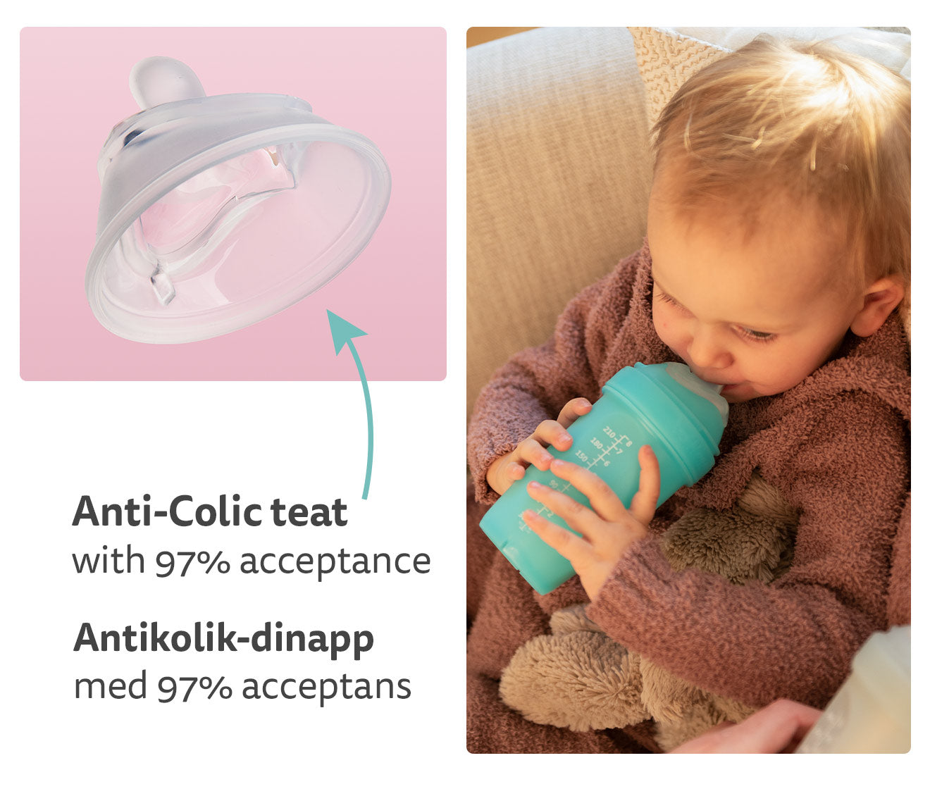 Babyflasche mit doppeltem Anti-Kolik-System LT 240 ml, Pink
